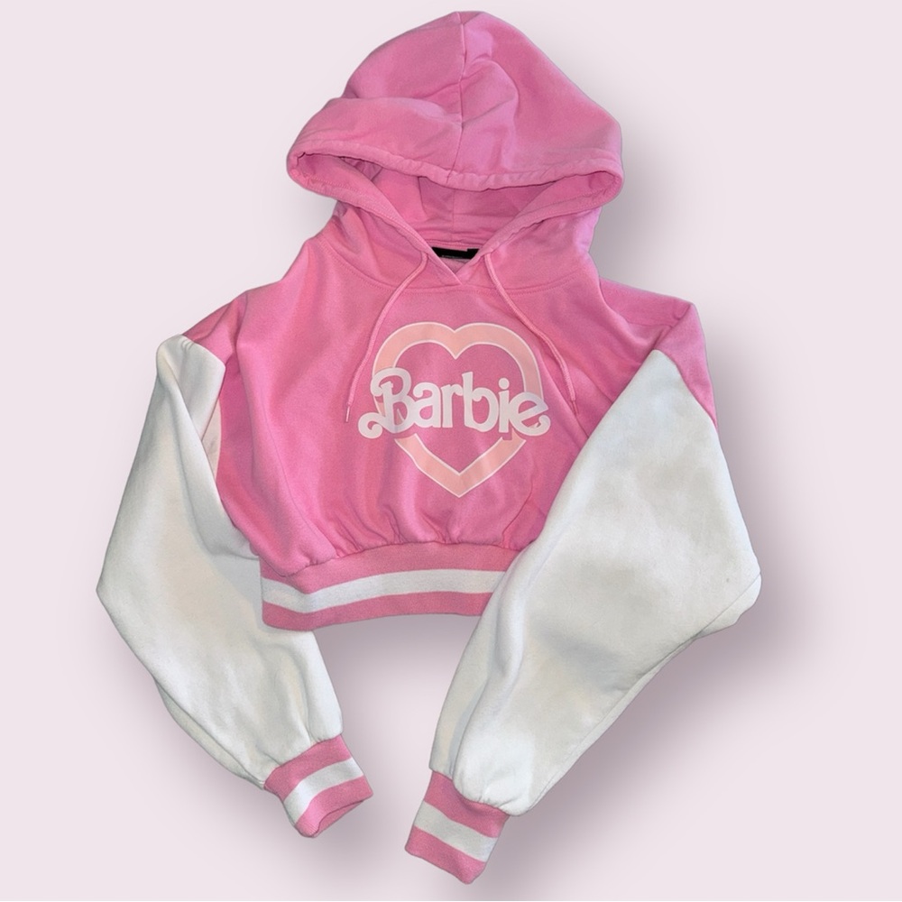 Pink Barbie cropped hoodie